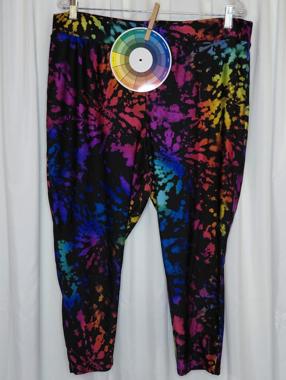 torrid Crop Black Multicolor Rainbow Tie-Dye Stretch Spandex Nylon Leggings - Picture 2 of 14